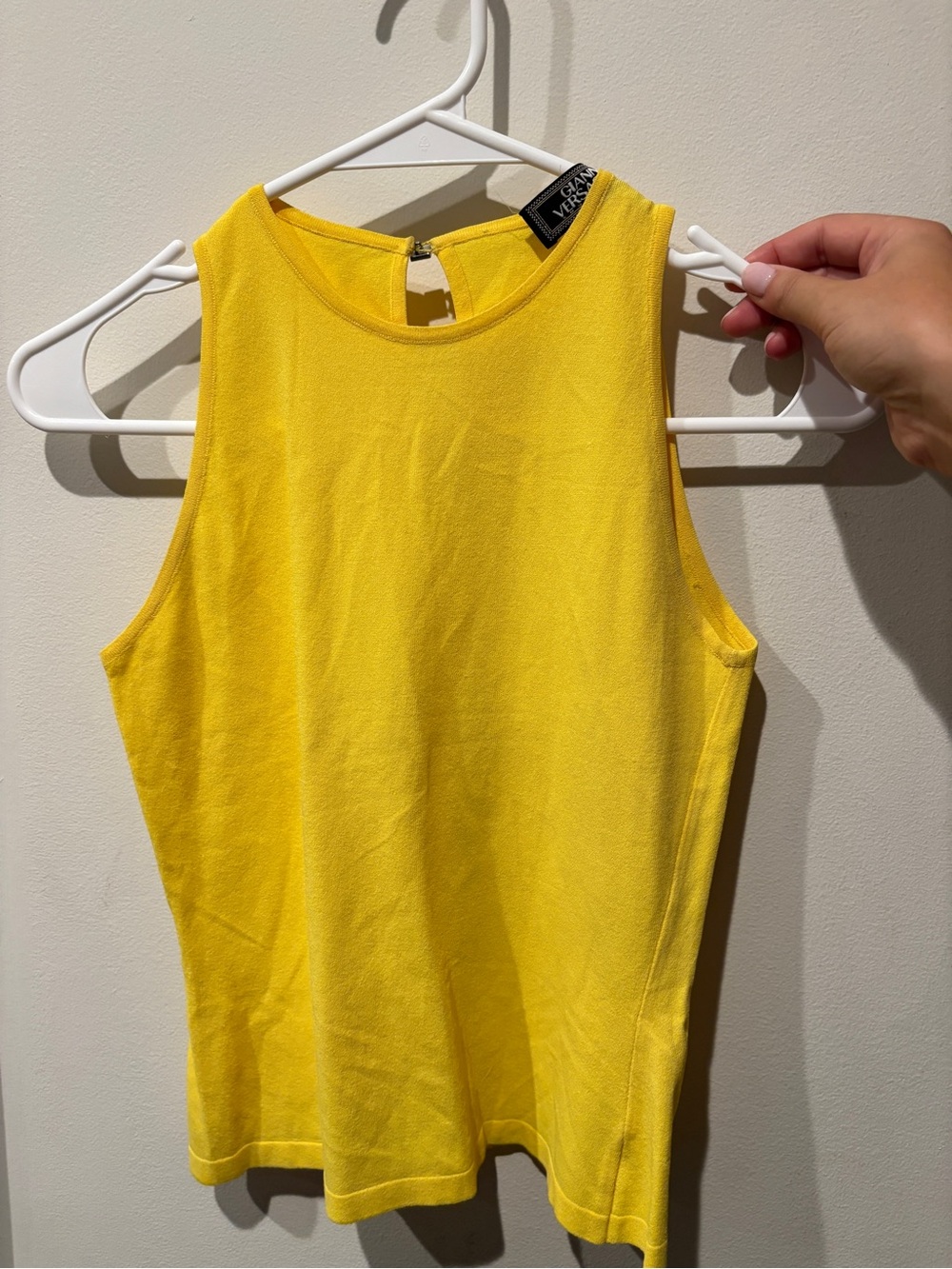 Versace Yellow Ribbed Sleeveless Tank